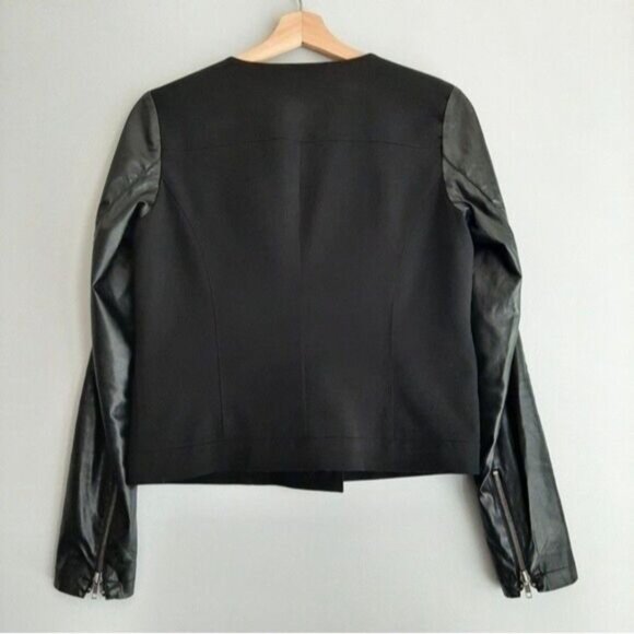 LADY DUTCH Moto Jacket Mixed Media w/ Faux Leather Sleeves Sz M - Picture 5 of 7